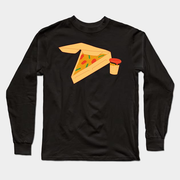 Take Out Pizza Slice Long Sleeve T-Shirt by InkyArt